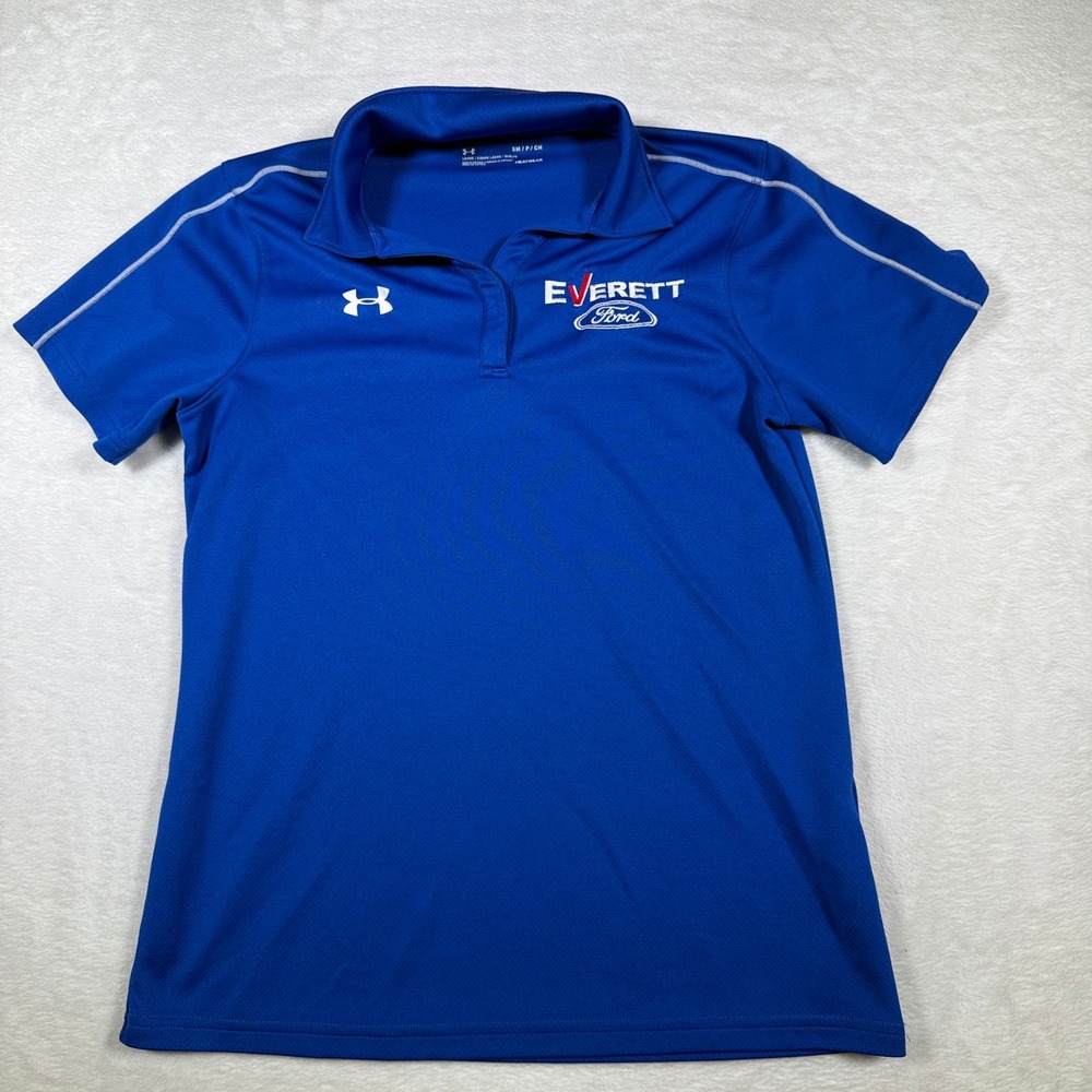 Under Armour Everett Ford Polo Shirt WomensSmall Blue Heatgear‎ Short Sleeve